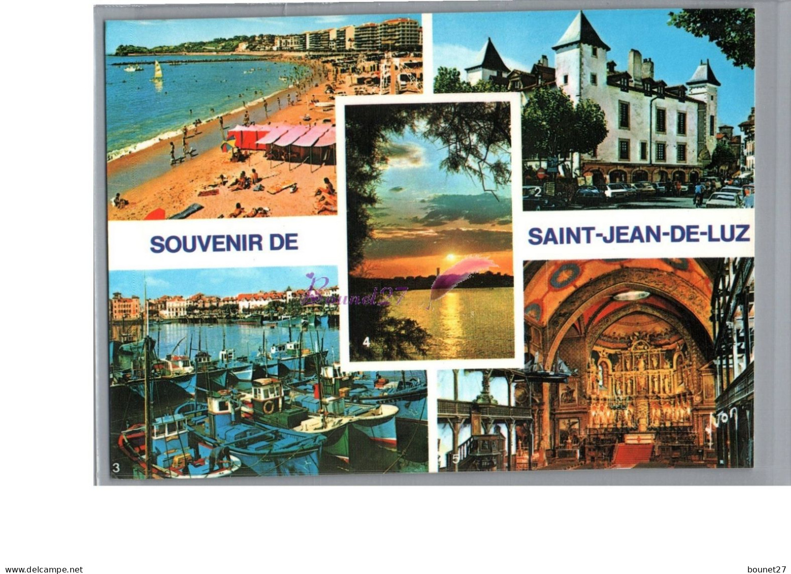 SAINT JEAN DE LUZ 64 - La Plage Maison De Louis Port De Pêche Coucher De Soleil Intérieur De L'Eglise St Jean Baptiste - Saint Jean De Luz