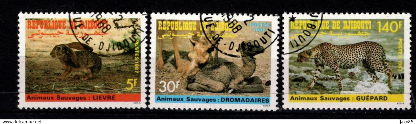 - DJIBOUTI - 1987 - YT N° 633 / 635 - Oblitérés - Animaux Sauvages - Djibouti (1977-...)