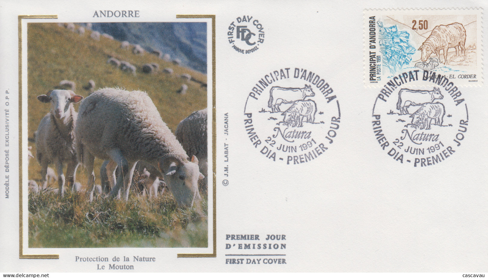 Enveloppe  FDC  1er  Jour  ANDORRE   Protection  De  La  Nature  :  Le  Mouton   1991 - FDC