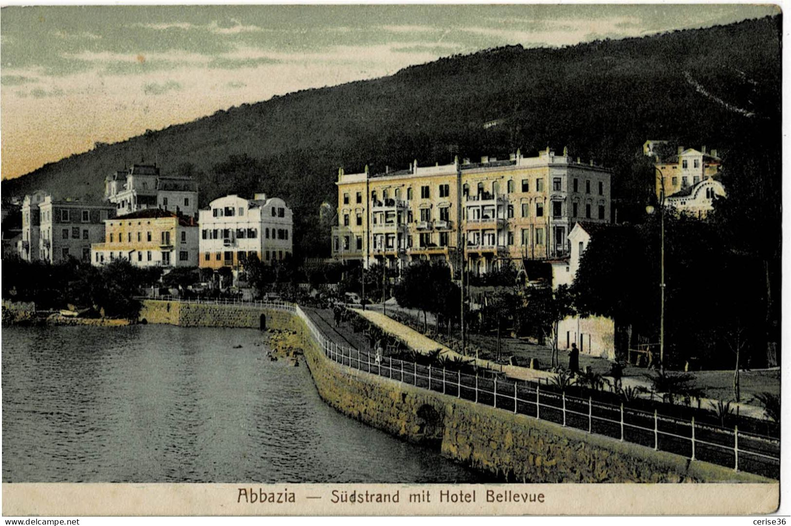 Abbazia Südstrand Mit Hotel Bellevue Circulée En 1907 - Croatia