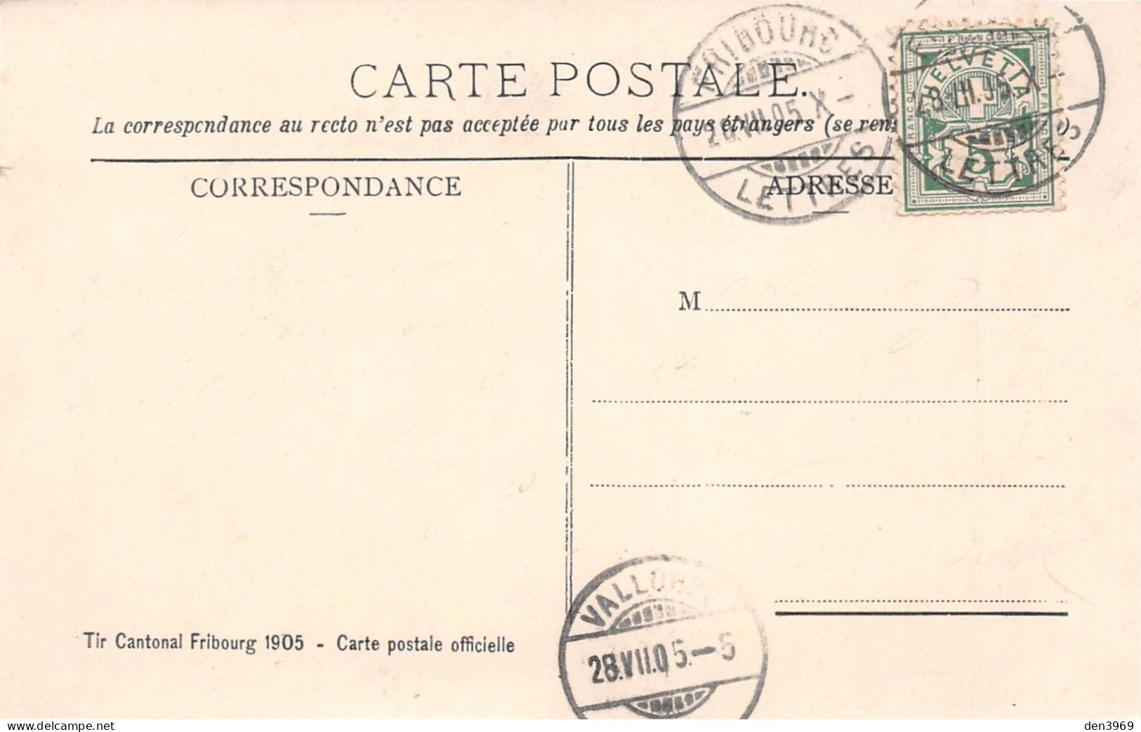 Suisse - FR - FRIBOURG - Tir Cantonnal - Illustrateur Joseph Gasteton - Carte Postale Officielle - Voyagé 1905 (2 Scans) - Fribourg