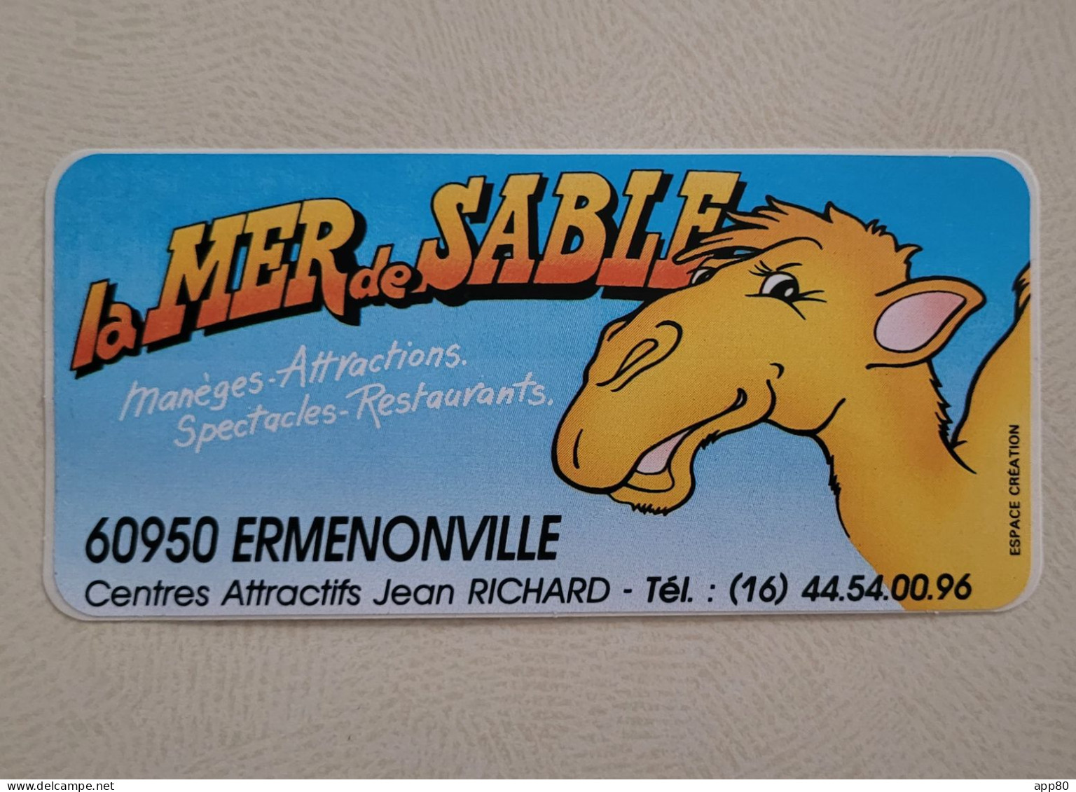 Autocollant Vintage Ermenonville - La Mer De Sable - Centre Attractifs Jean Richard - Stickers