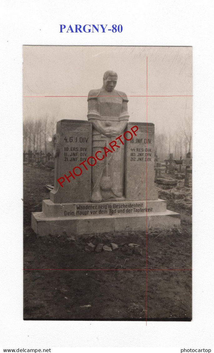 PARGNY-80-Monument 18 Inf. Div.-Cimetiere-Tombes-CARTE PHOTO Allemande-GUERRE 14-18-1 WK-MILITARIA- - War Cemeteries