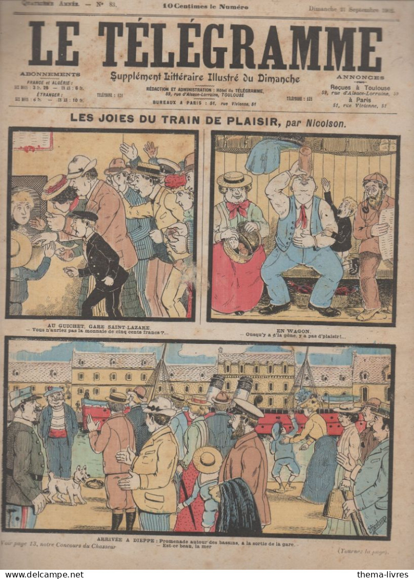 Revue LE TELEGRAMME   N°83 Septembre 1902  Couv NICOLSON  (CAT4091 / 083) - 1900 - 1949
