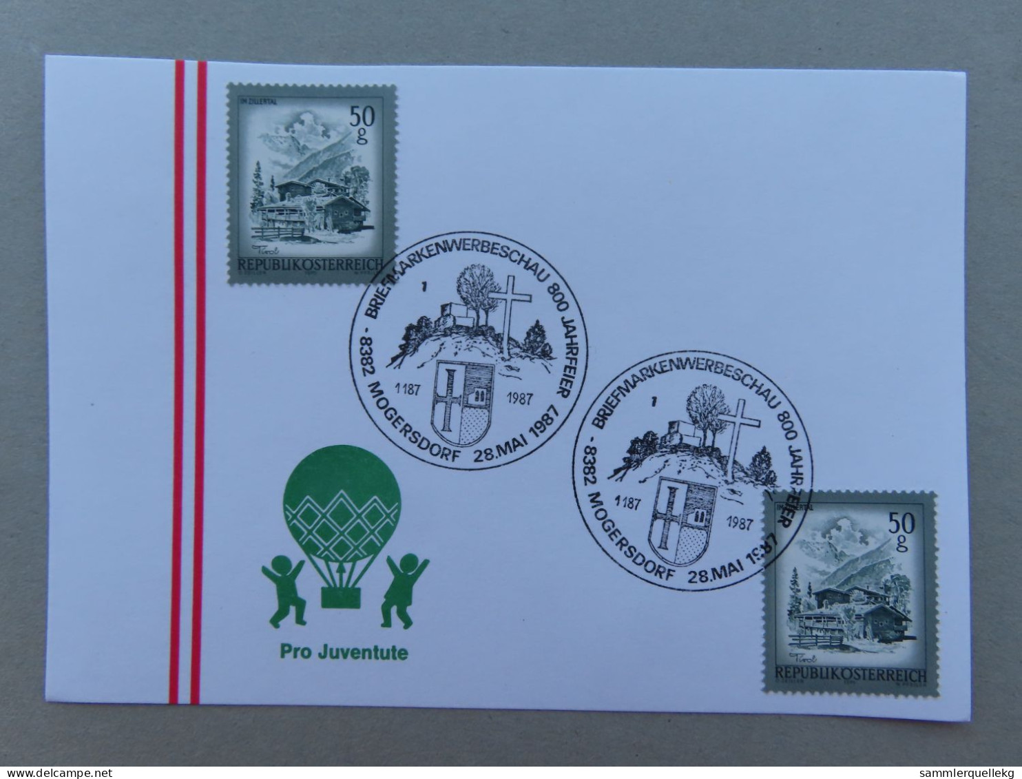 Österreich Pro Juventute - Mit Sonderstempel 28. Mai 1987 Mogersdorf, Briefmarkenwerbeschau 800 Jahrfeier (Nr.1642) - Autres & Non Classés