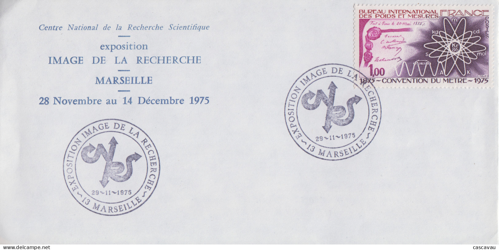 Enveloppe   FRANCE   C.N.R.S   Exposition  IMAGE  DE  LA  RECHERCHE    MARSEILLE   1975 - Commemorative Postmarks