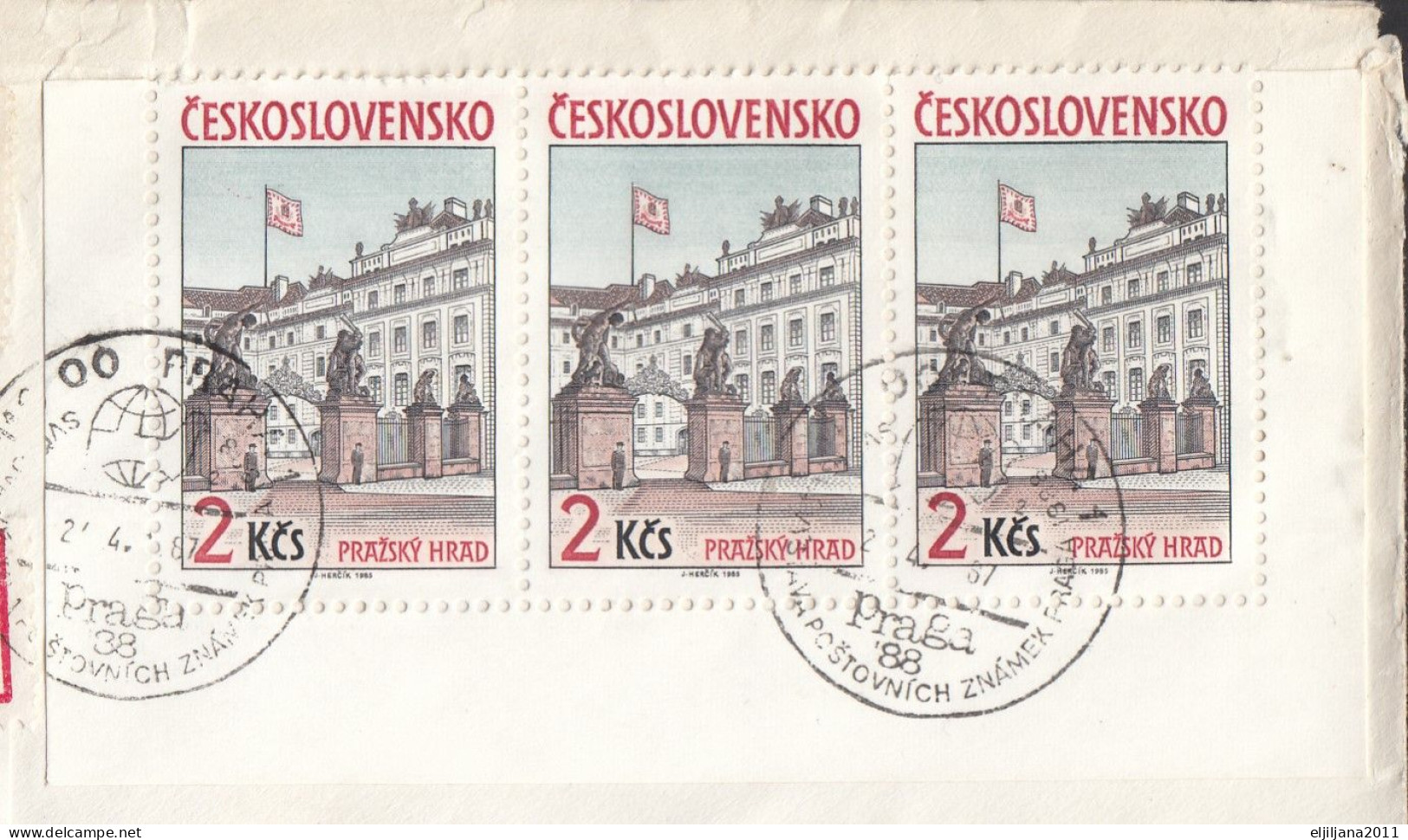 ⁕ Czechoslovakia 1987 ⁕ World Stamp Exhibition Praga 88 - Mi.2834 On Nice Cover PRAHA Registered Mail To Zagreb - Cartas & Documentos