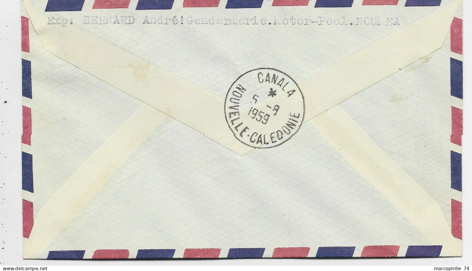 NOUVELLE CALEDONIE 5FR SEUL LETTRE AVION NOUMEA 4.6.1959 + RECTANGLE CENTENAIRE PREMIER COURRIER PORT DE FRANCE KANALA - Briefe U. Dokumente