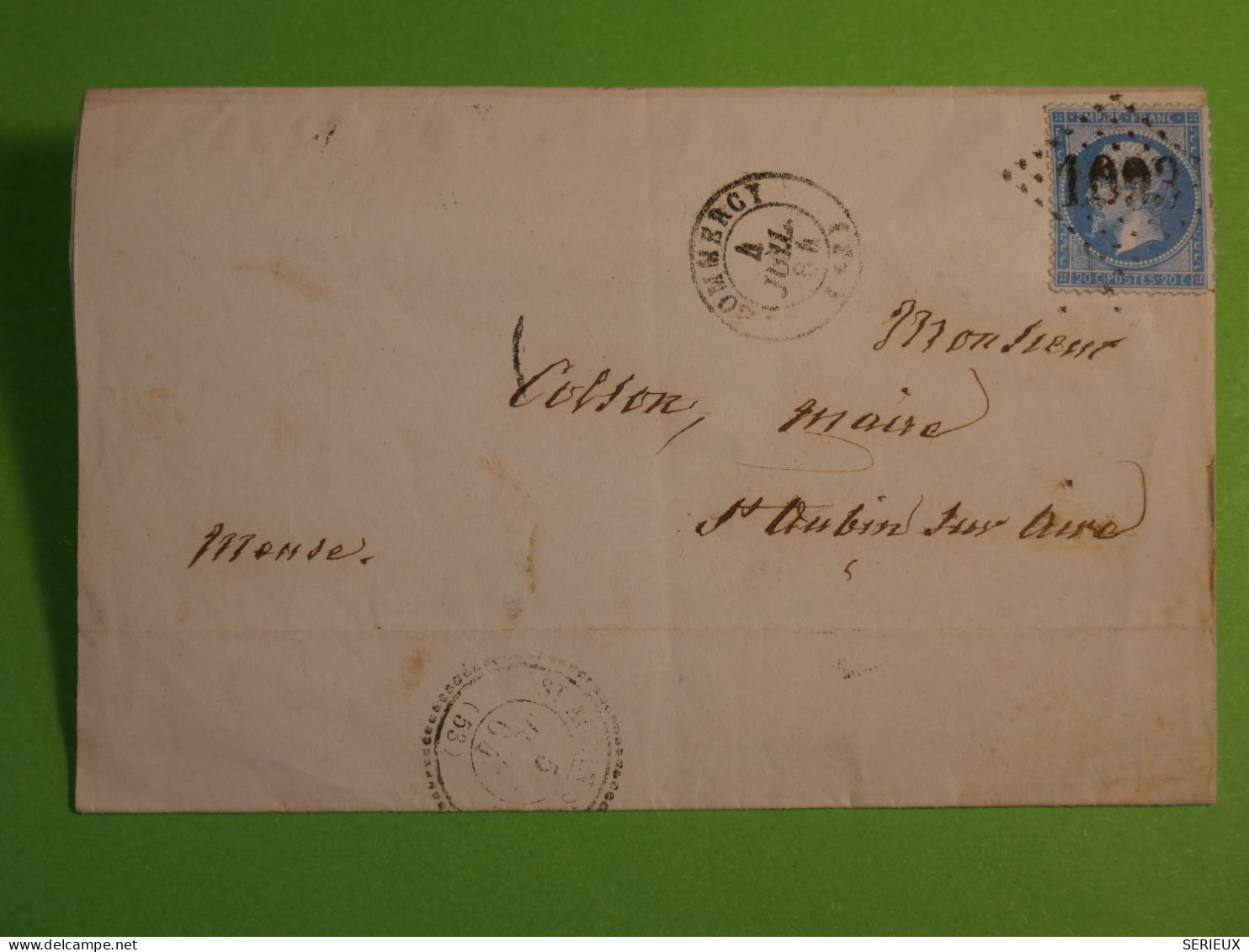 DO16 FRANCE LETTRE 1864 COMMERCY A ST AUBIN  +  N°22 +AFF. INTERESSANT+ +++++ - 1849-1876: Classic Period