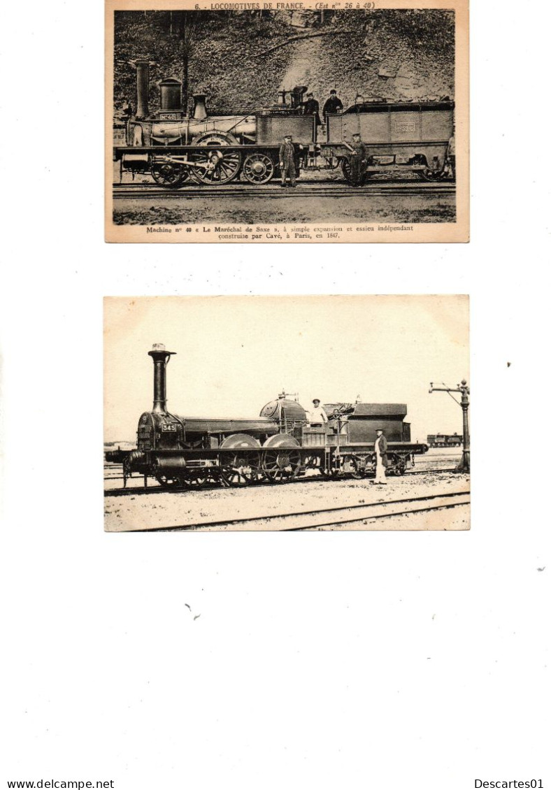 C P A    ANIMEE  2 CARTES LOCOMOTIVES    CIRCULEES  NON - Trains