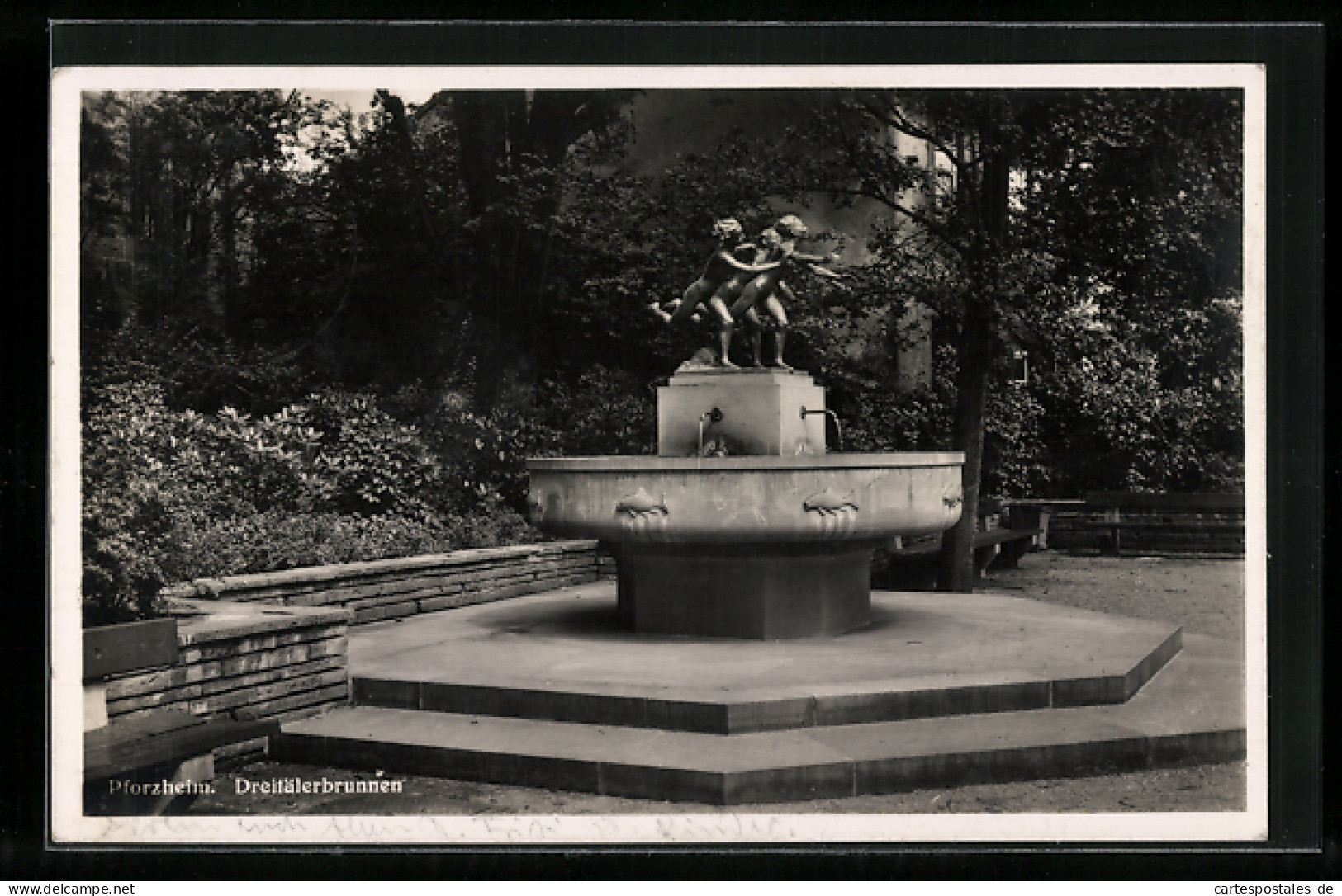 AK Pforzheim, Dreitälerbrunnen  - Pforzheim