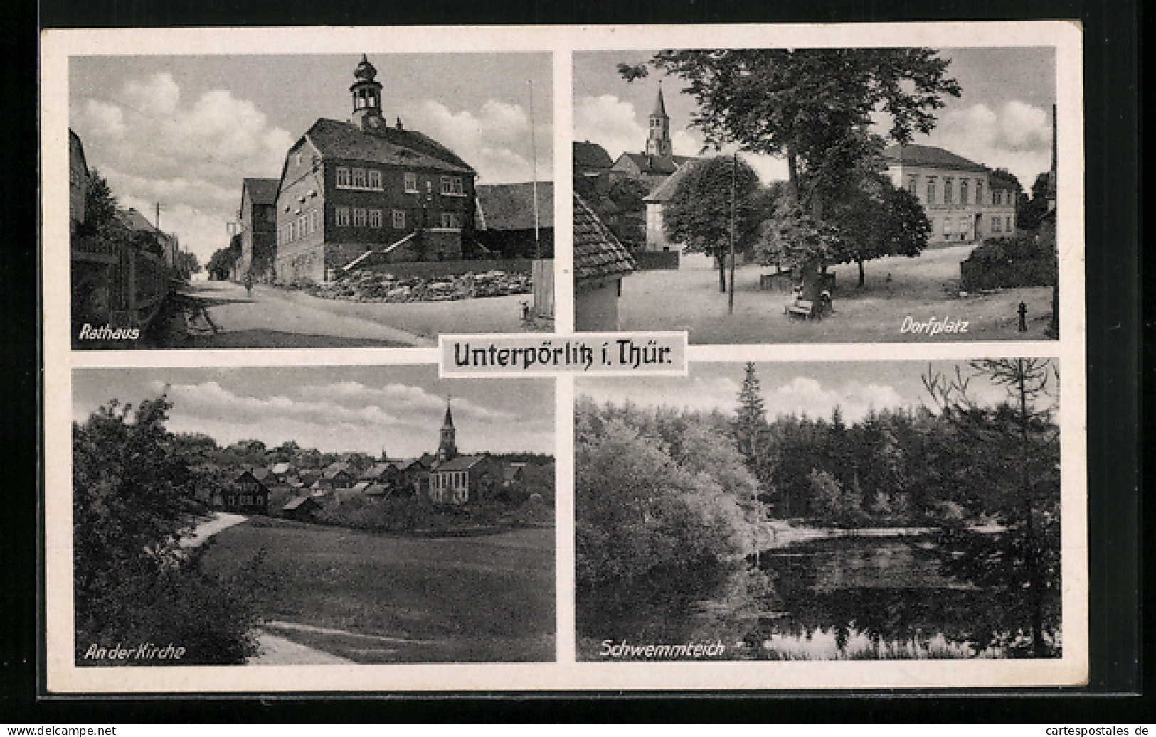 AK Unterpörlitz I. Thür., Rathaus, Dorfplatz, An Der Kirche, Schwemmteich  - Other & Unclassified