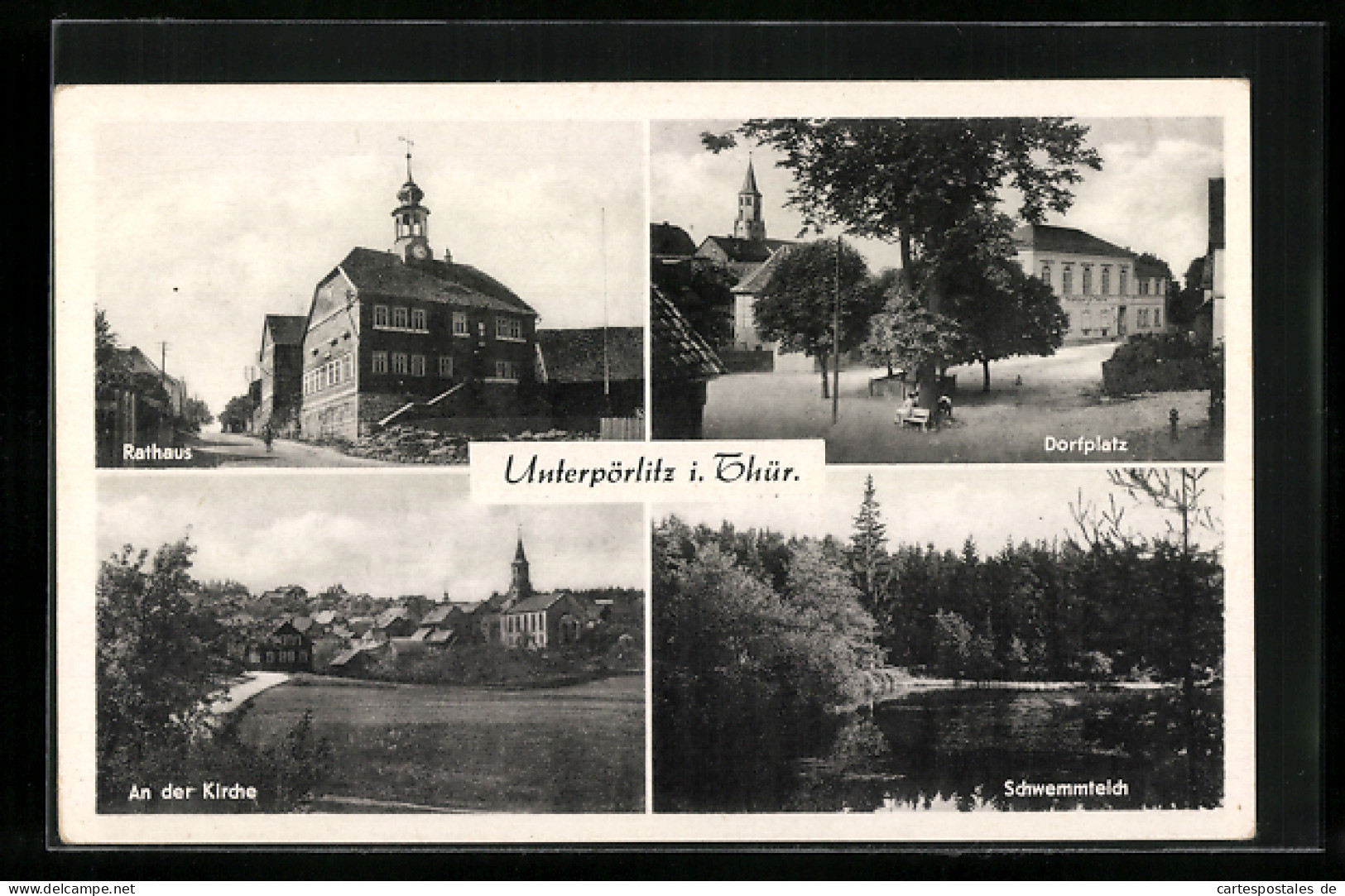 AK Unterpörlitz I. Thür., Rathaus, Dorfplatz, An Der Kirche, Schwemmteich  - Other & Unclassified