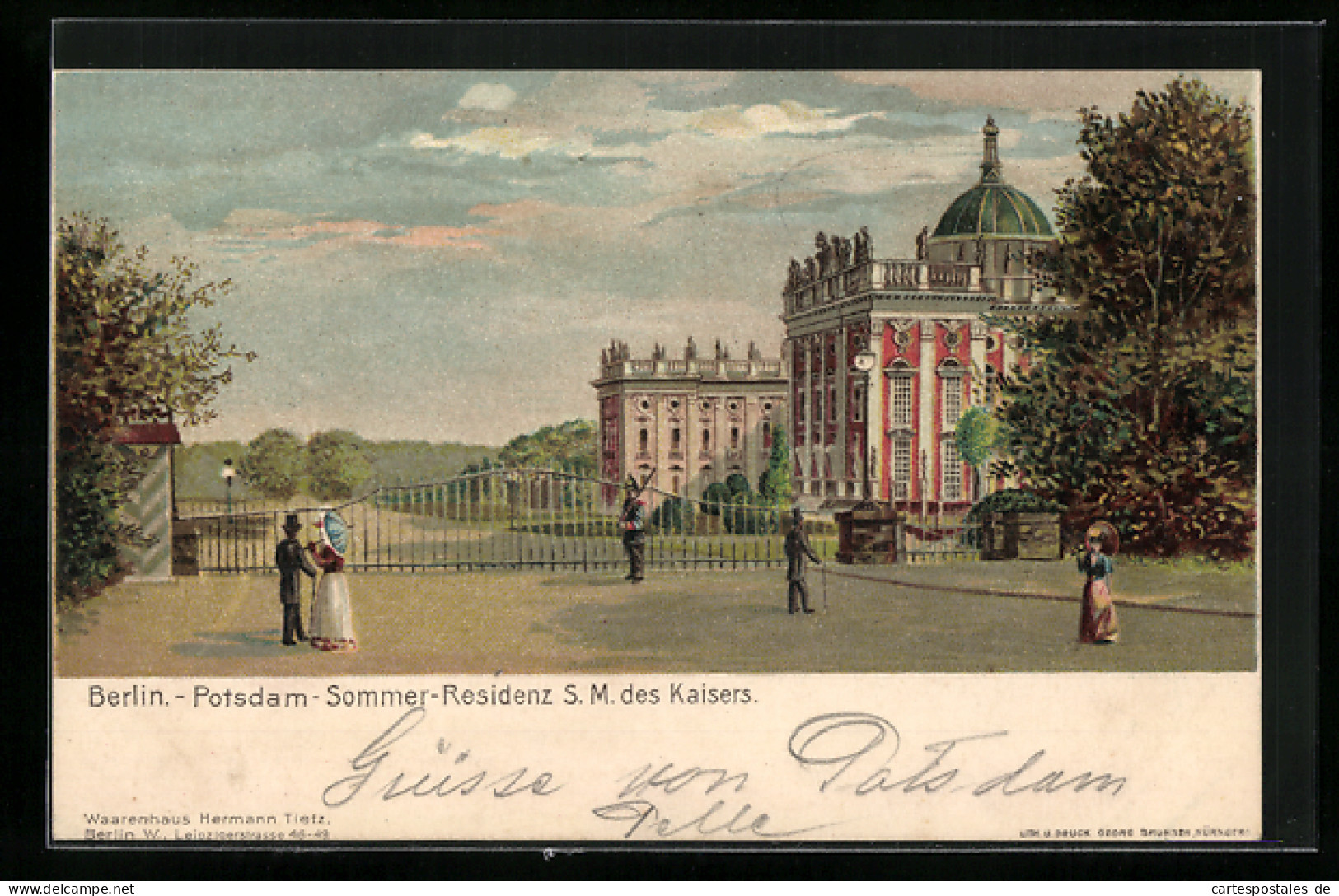 Lithographie Potsdam, Sommer-Residenz S. M. Des Kaisers  - Potsdam