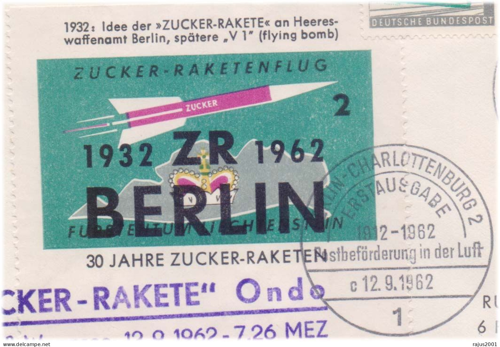 SUGAR ROCKET V-1 Flying Bomb Sent To Berlin Army Weapons, SIGNED By Gerhard Zucker Rocket Scientist, Perfin Stamp Cover - Briefe U. Dokumente