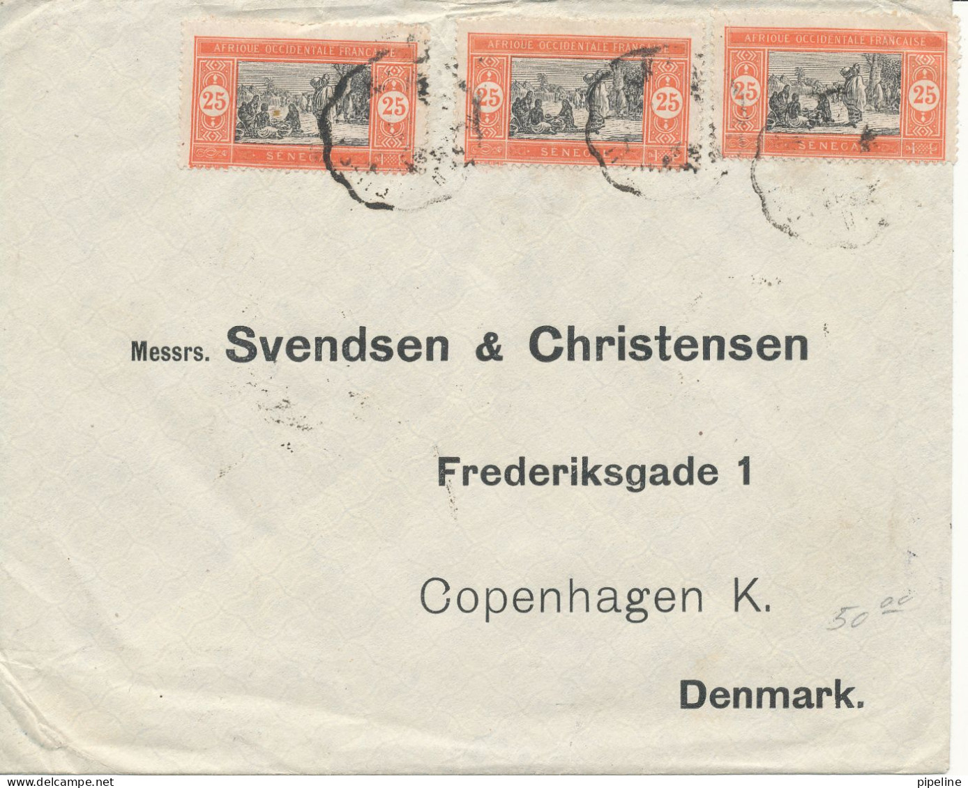 A.O.F. Senegal Cover Sent To Denmark 1924 - Brieven En Documenten