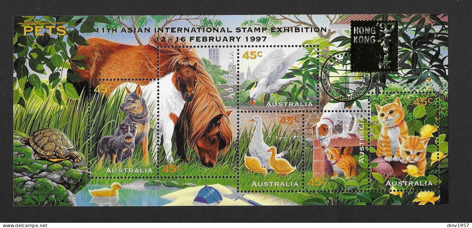 Australia 1996 MNH Pets MS 1651 Overprint 11th Asian Int'l Stamp Expo Hong Kong - Ungebraucht