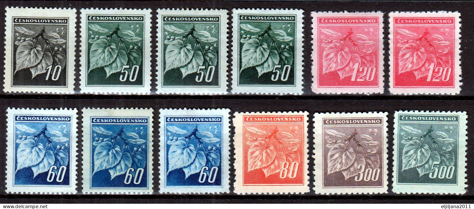 ⁕ Czechoslovakia 1945 ⁕ Linden Branch Collection 19v Used & Unused ( MH & No Gum ) - Gebraucht