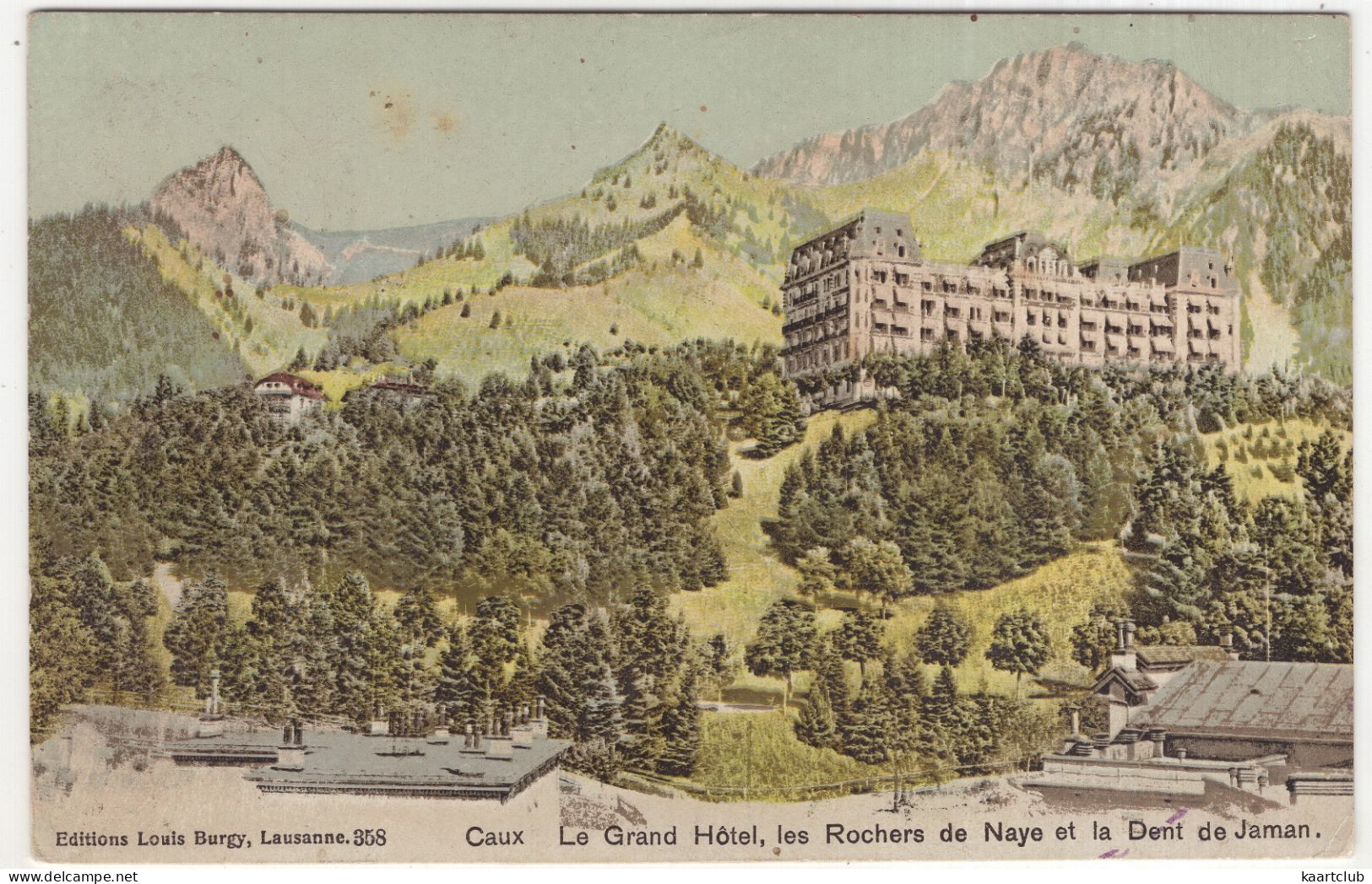 Caux. Le Grand Hotel, Les Rochers De Naye Et La Dent De Jaman.  - (Schweiz/Suisse/Switzerland) - 1930 - Louis Burgy 358 - Montreux