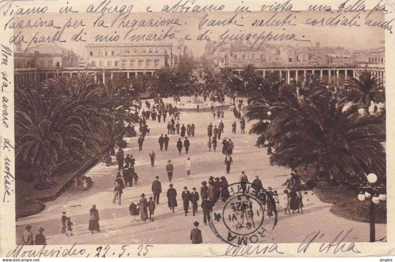 Uruguay - Montevideo Plaza Independencia Posted 1925 To Italy - Uruguay