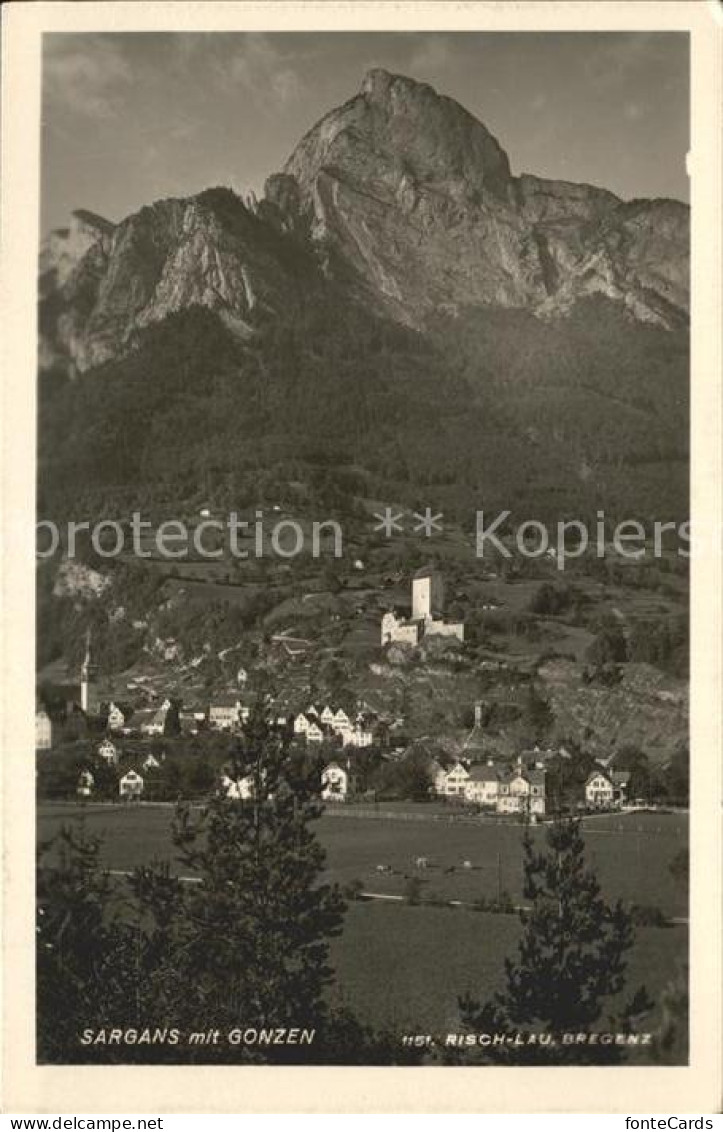 12025037 Sargans Gesamtansicht Mit Schloss Und Gonzen Appenzeller Alpen Sargans - Autres & Non Classés