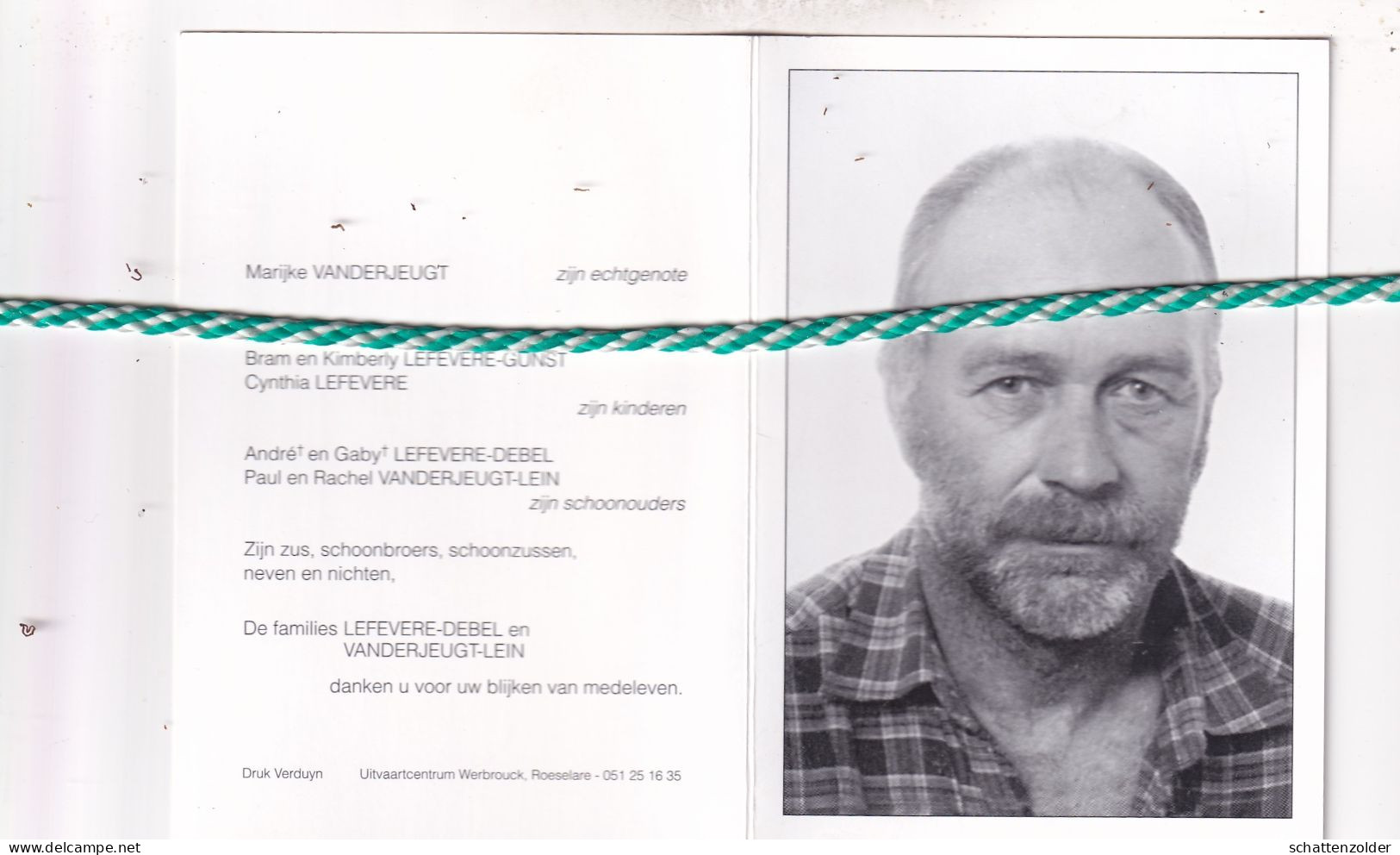 Johan Lefevere-Vanderjeugt, Roeselare 1961, Eernegem 2012. Foto - Obituary Notices