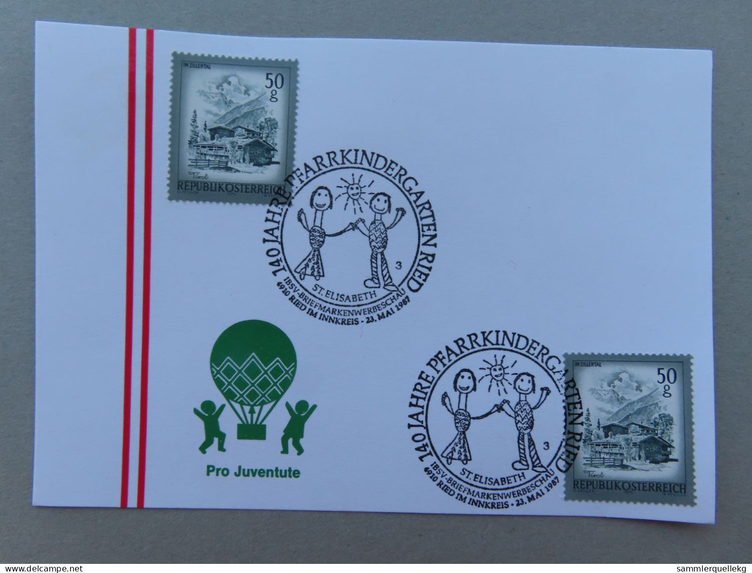 Österreich Pro Juventute - Mit Sonderstempel 23. Mai 1987 Ried Im Innkreis, 140 Jahre Pfarrkindergarten Ried (Nr.1646) - Andere & Zonder Classificatie