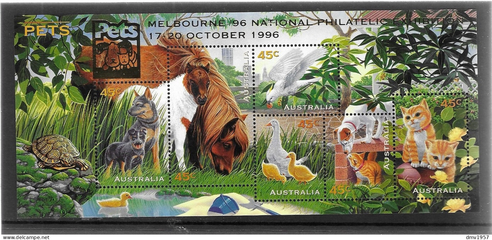 Australia 1996 MNH Pets MS 1651 Overprint Melbourne 96 National Philatelic Exh - Mint Stamps