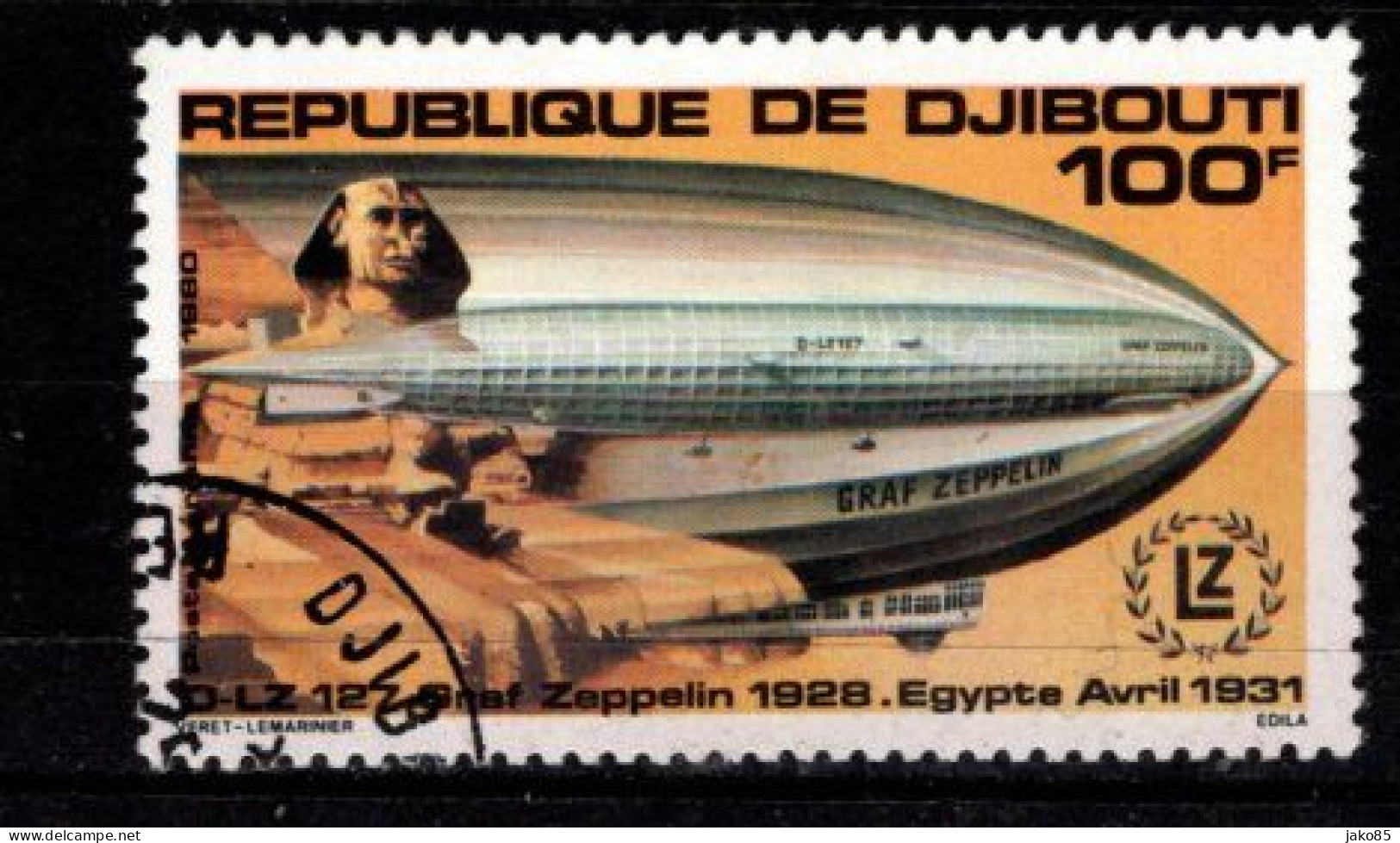 - DJIBOUTI - 1980 - YT N° PA 144 - Oblitéré - Graf Zeppelin - Djibouti (1977-...)