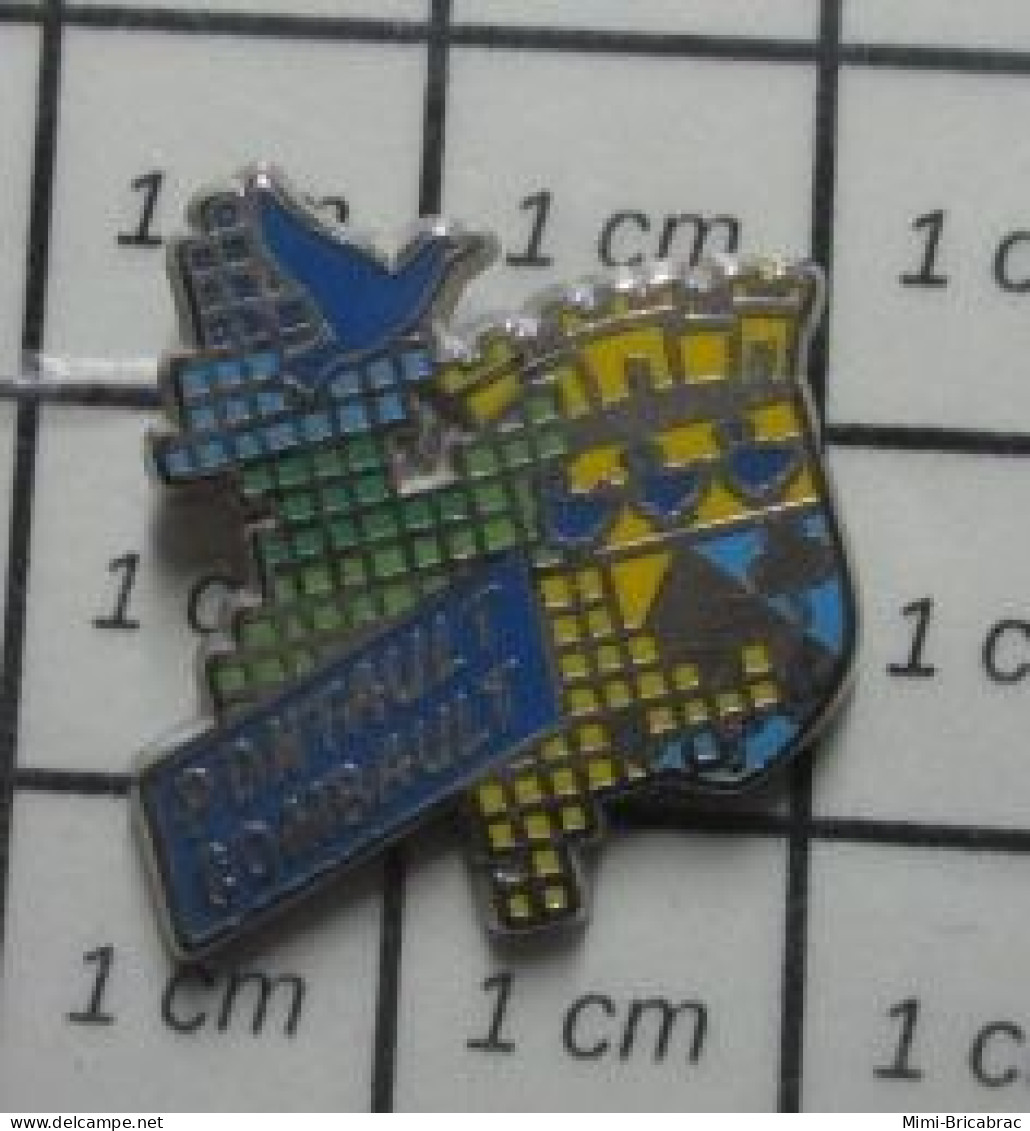 912B Pin's Pins / Beau Et Rare / VILLES / PONTaULT COMbAULT VLASON ECUSSON ARMOIRIES OISEAU BLEU - Städte