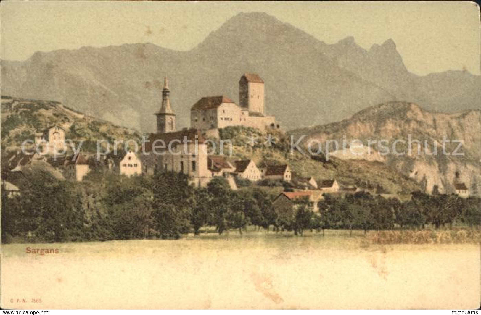 12018657 Sargans Ortsansicht Mit Kirche Und Schloss Sargans - Sonstige & Ohne Zuordnung