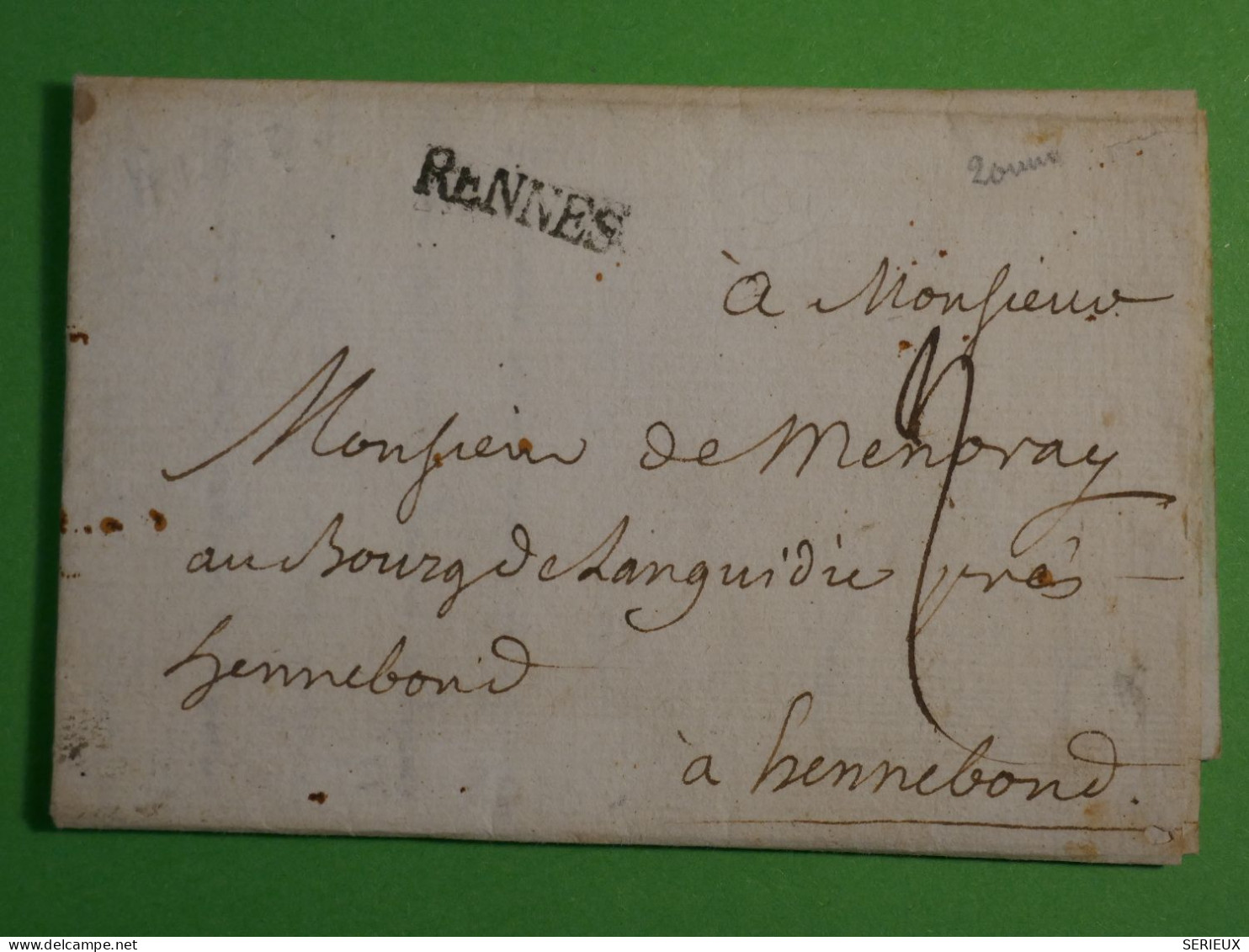 DO16 FRANCE LETTRE RR   RENNES A HENNEBON  +AFF. INTERESSANT+ +++++ - 1801-1848: Précurseurs XIX