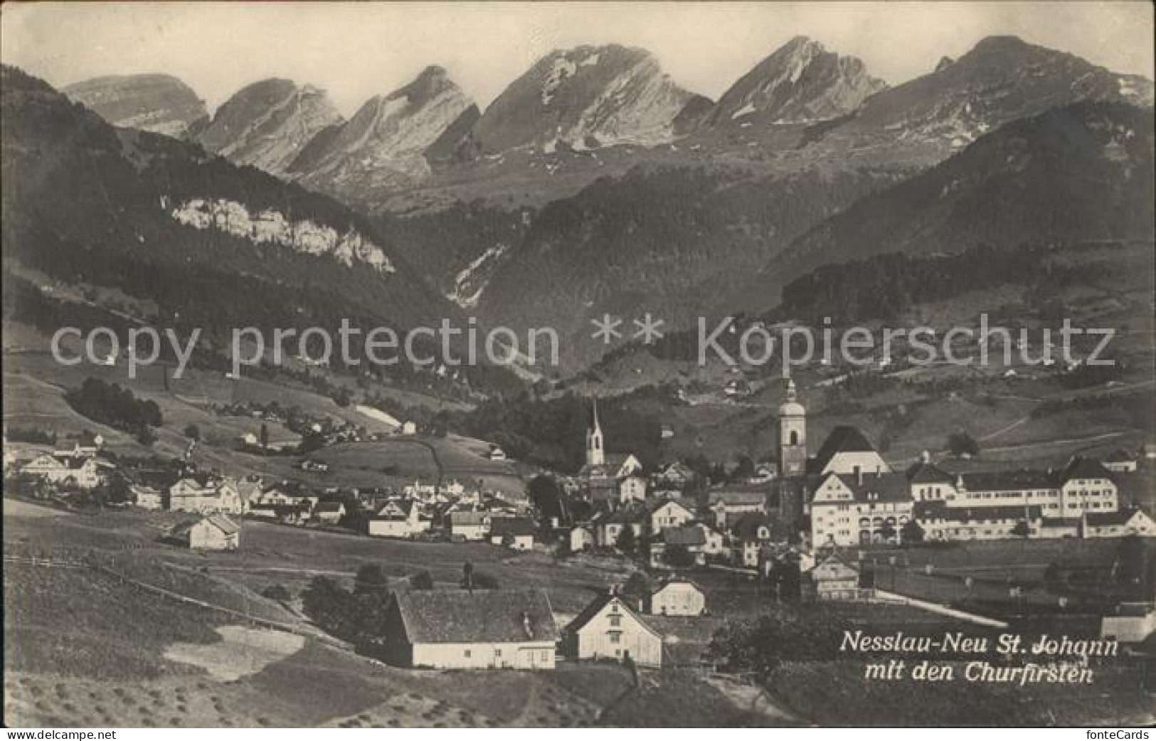 12018447 Neu St Johann Gesamtansicht Mit Churfirsten Appenzeller Alpen Neu St. J - Sonstige & Ohne Zuordnung
