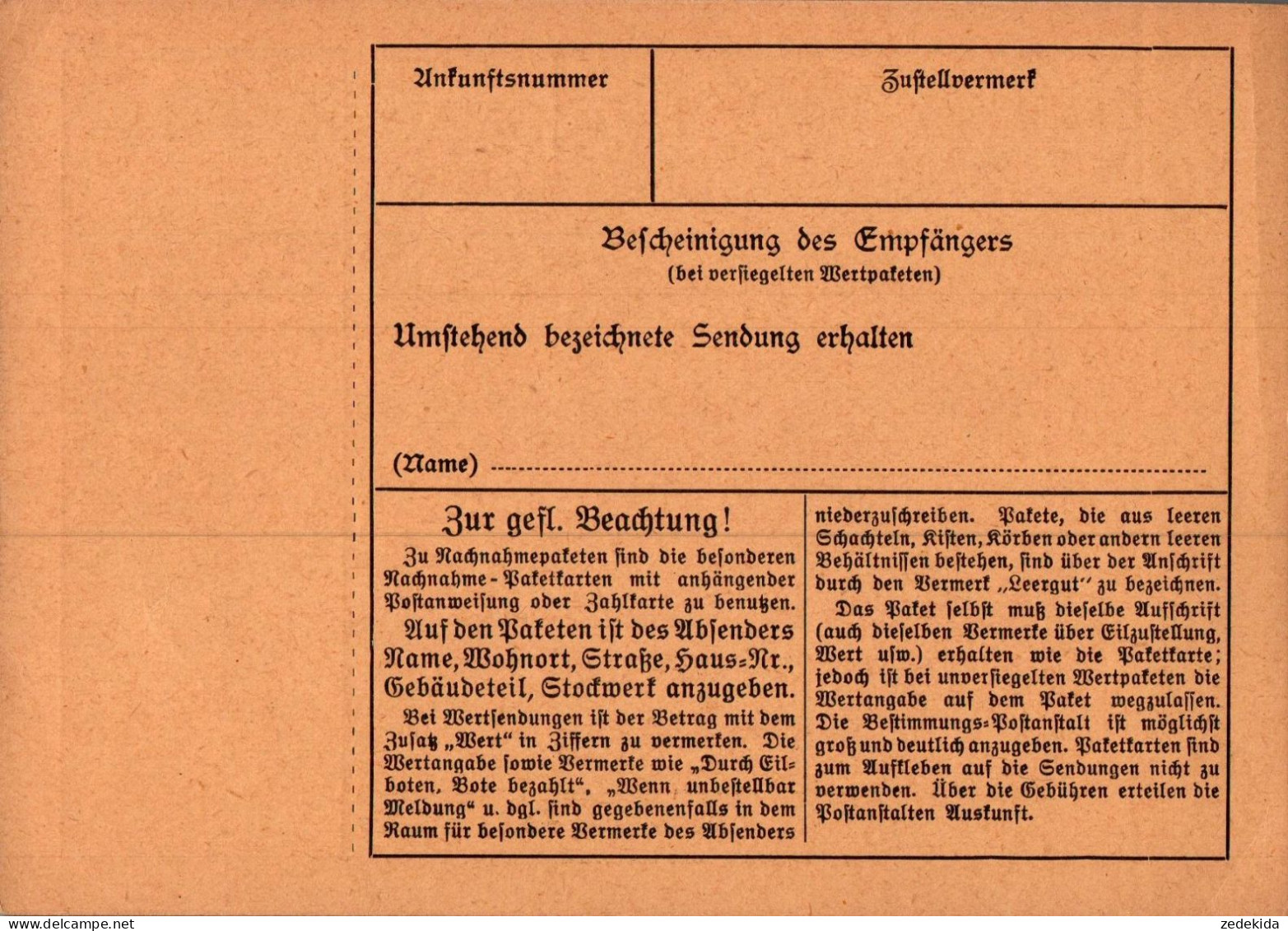 H2330 - TOP Chemnitz Adolf Wiese Paketkarte - Andere & Zonder Classificatie