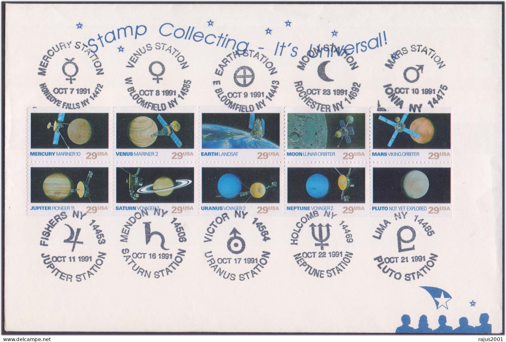 SPACE EXPLORATION 10 Different Dates Cancellation On FDC Indicate The Order Of The Planets From The Sun, Zodiac Sign FDC - Astronomy