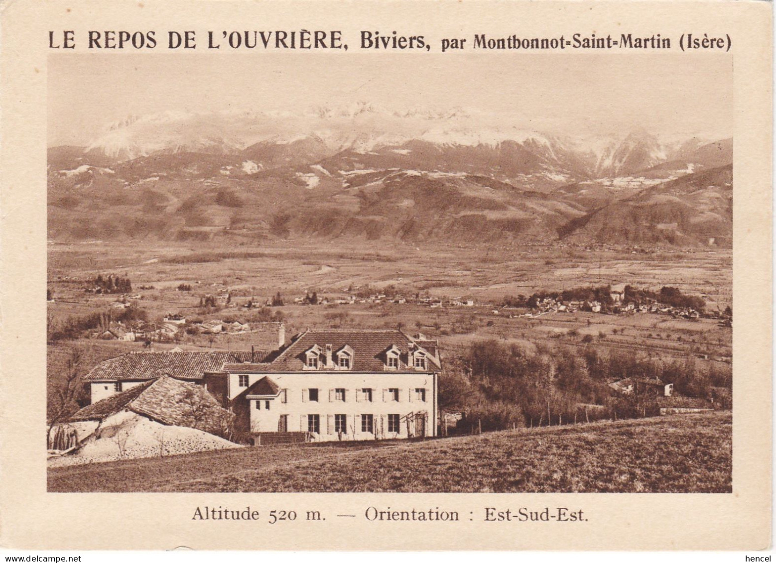 Dépliant Touristique. BIVIERS(38) Par MONTBONNOT-St-MARTIN "Le Repos De L'Ouvrière". - Tourism Brochures