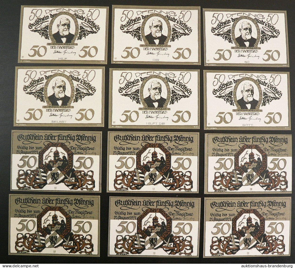 Delitzsch: 12x 50 Pfennig - Bis 20.8.1921 - Sammlungen