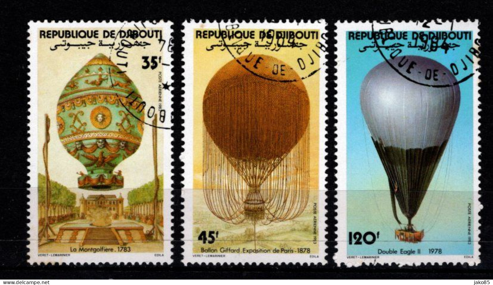 - DJIBOUTI - 1983 - YT N° PA 178 / 180 - Oblitérés - Ballons - Dschibuti (1977-...)