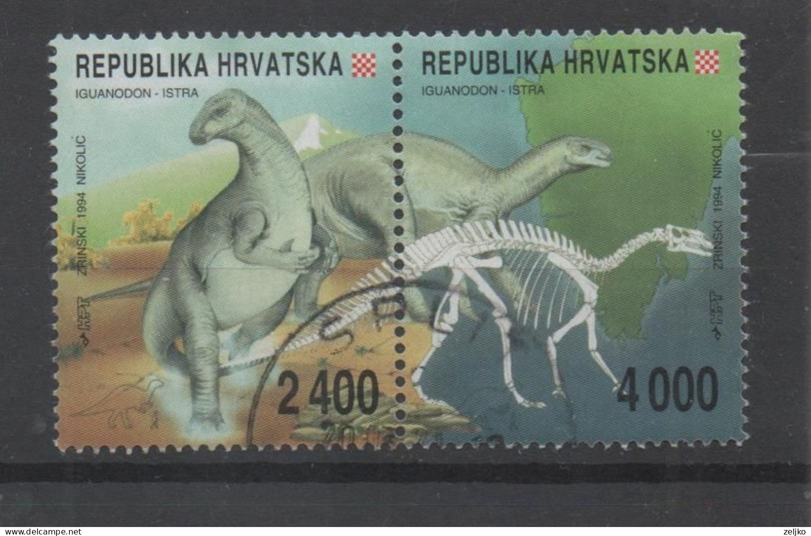 Croatia 1994, Used, Michel 268_9, Dinosaur, Fauna, Pair (2) - Kroatien