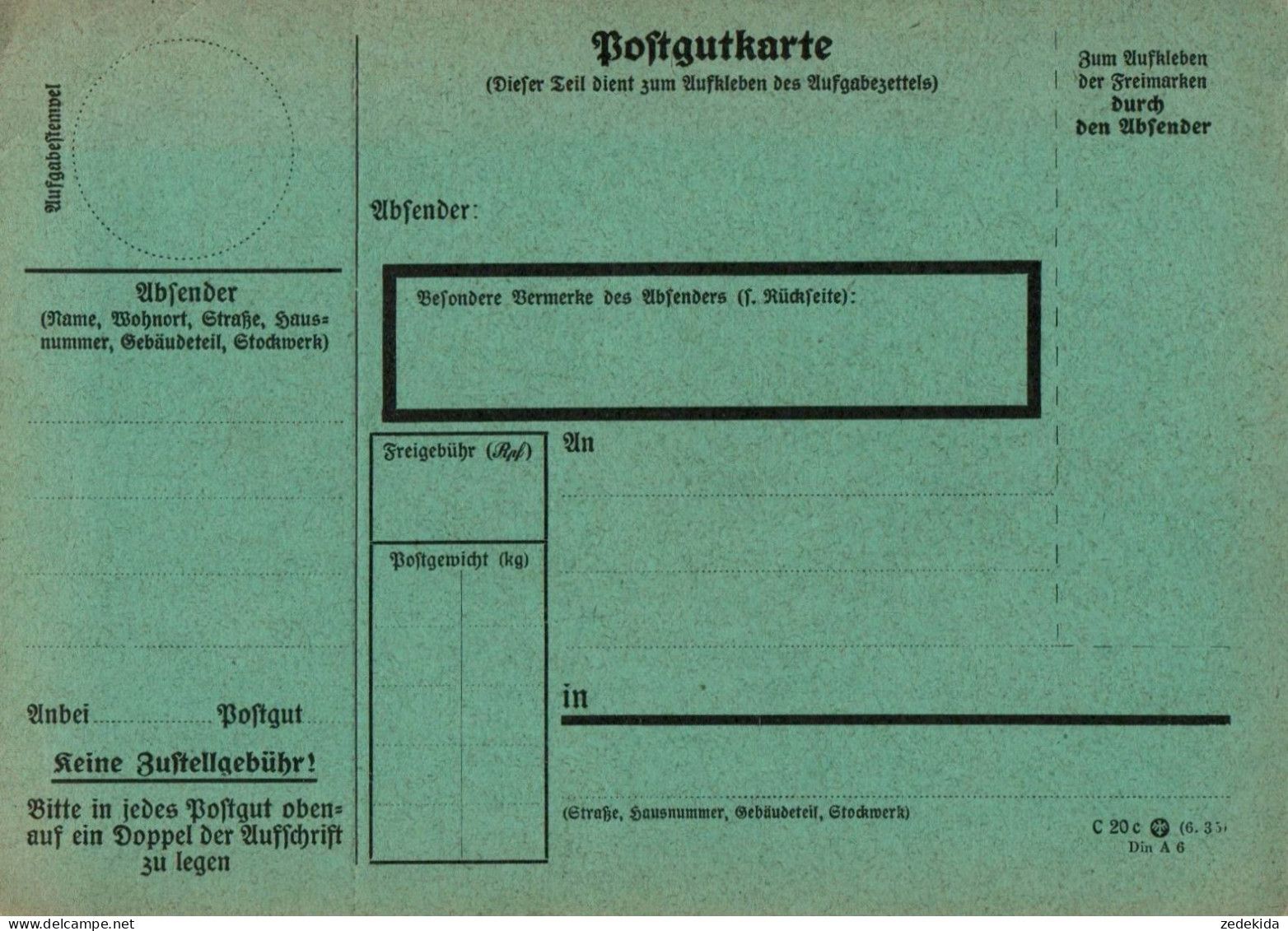 H2331 - Postgutkarte Paketkarte Post - Autres & Non Classés