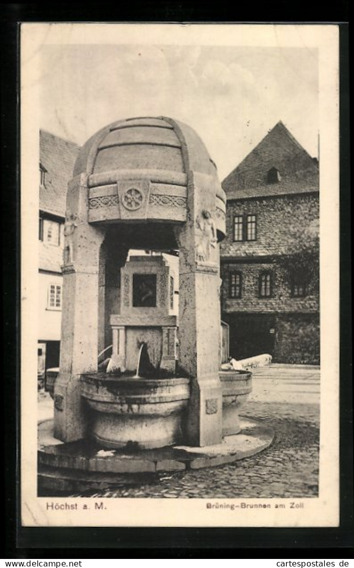 AK Frankfurt-Höchst, Brüning-Brunnen Am Zoll  - Frankfurt A. Main