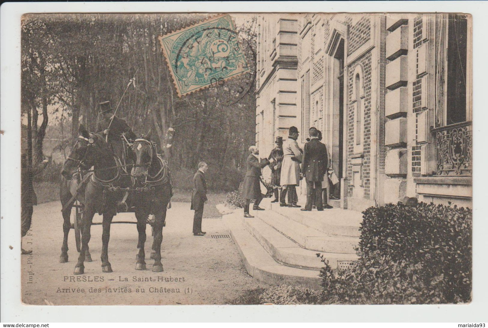 PRESLES - VAL D'OISE - LA SAINT HUBERT- ARRIVEE DES INVITES AU CHATEAU - CHASSE A COURRE - Presles