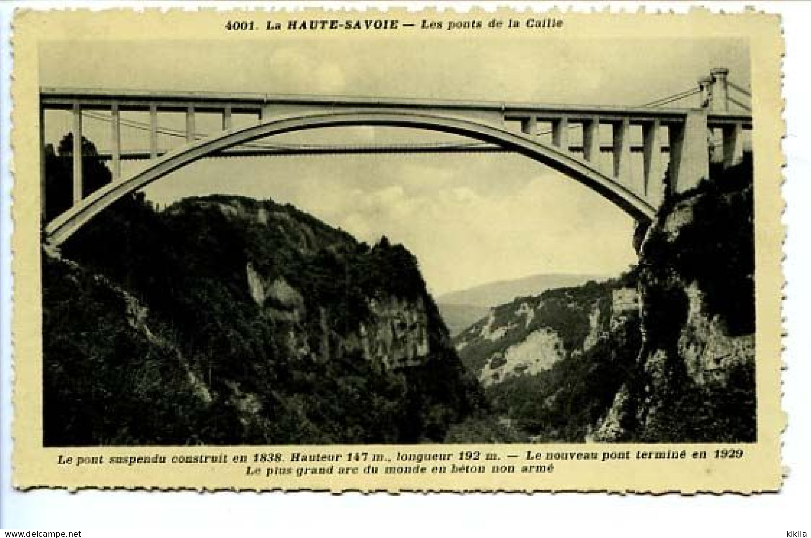 CPSM 9 X 14  Haute Savoie  Les Ponts De La Caille Le Pont Suspendu Construit En 1838 Hauteur 147m Longueur 192m * - Altri & Non Classificati