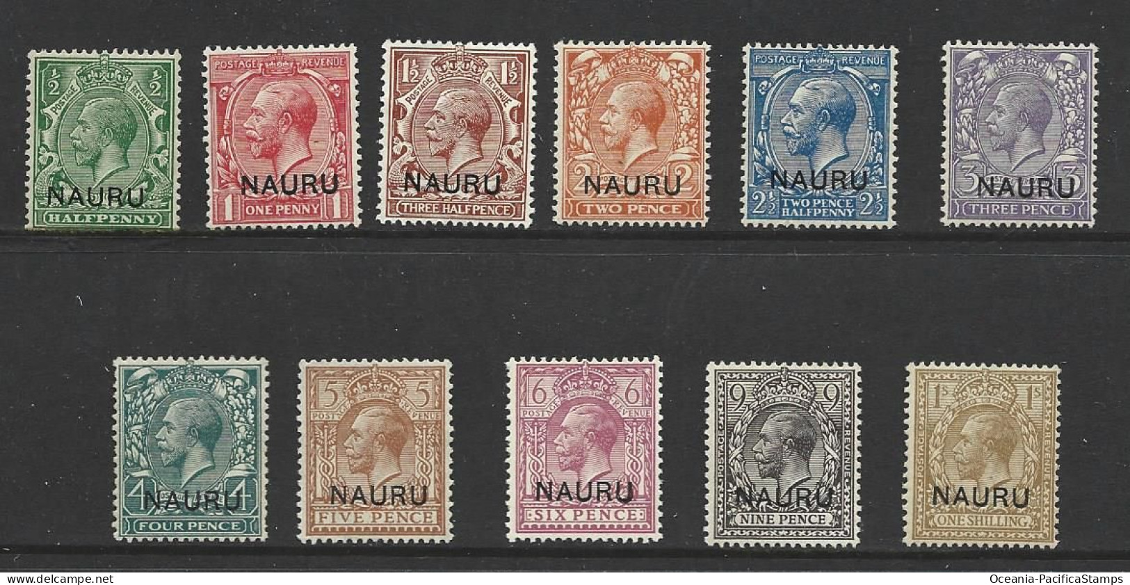 Nauru 1916 - 1931 Overprints At Base On KGV Set Of 11 To 1 Shilling FM , Most MLH - Nauru