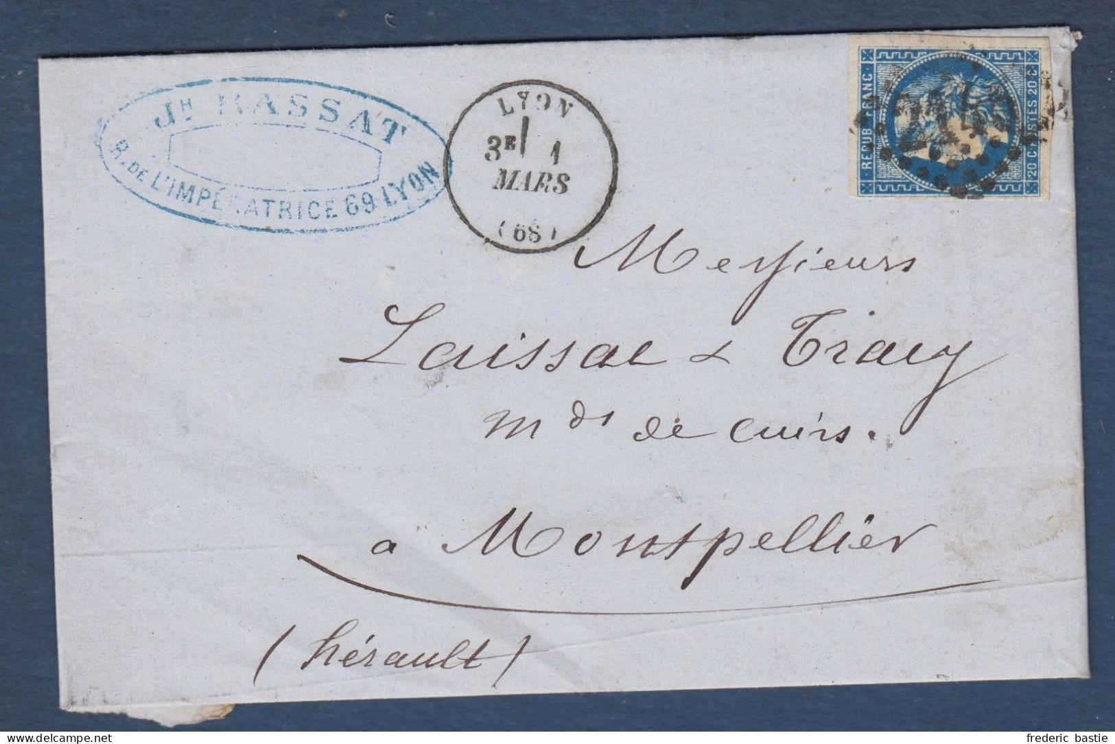 Bordeaux N° 46B  Sur  Lettre  De Lyon - Cote : 30 € - 1870 Emission De Bordeaux