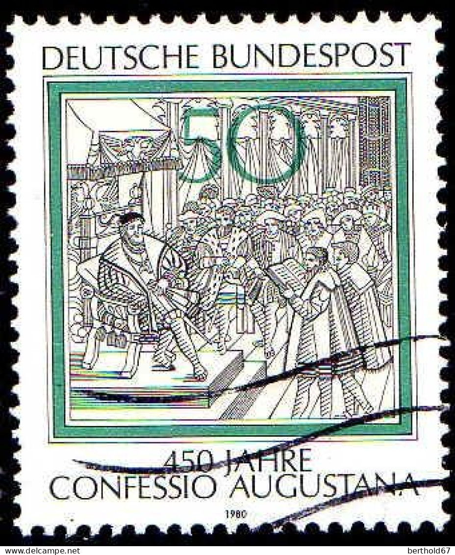 RFA Poste Obl Yv: 892 Mi:1051 450.Jahre Confessio Augustana (Lign.Ondulées) (Thème) - Christianity