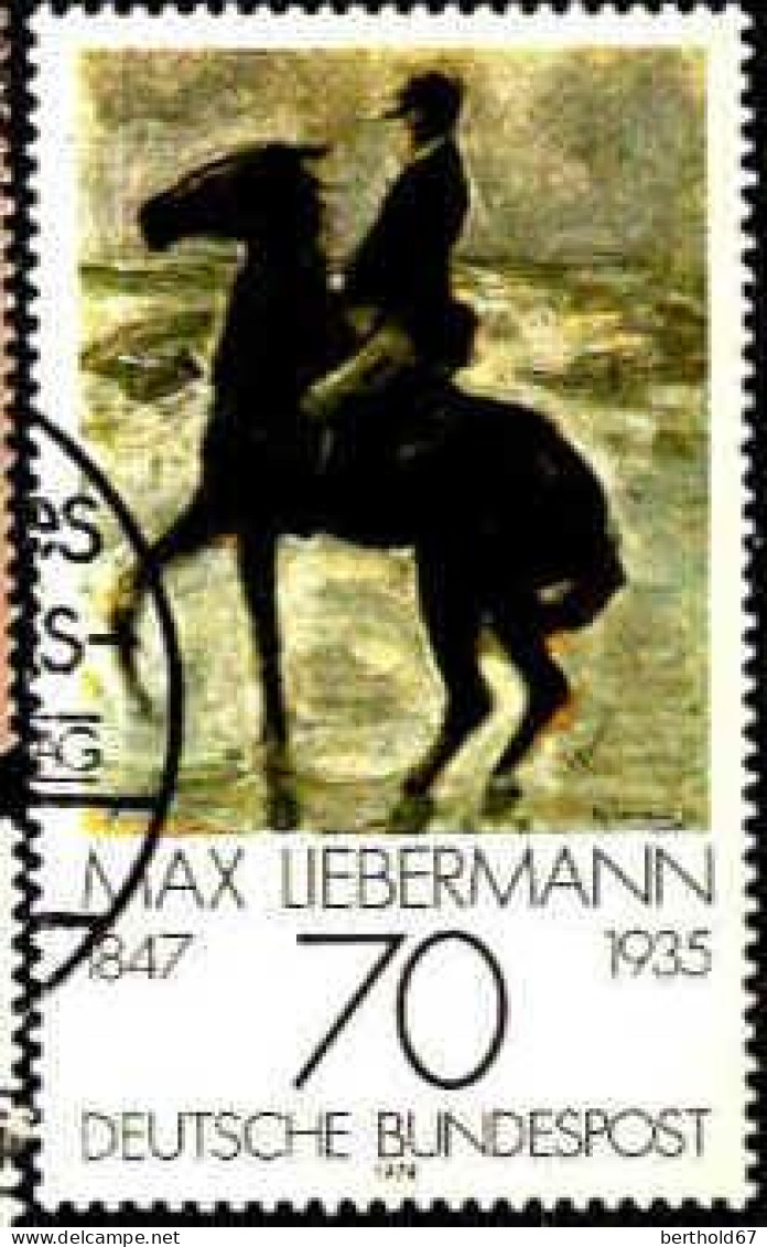RFA Poste Obl Yv: 838 Mi:987 Max Libermann Cavalier Sur La Plage (cachet Rond) (Thème) - Moderne