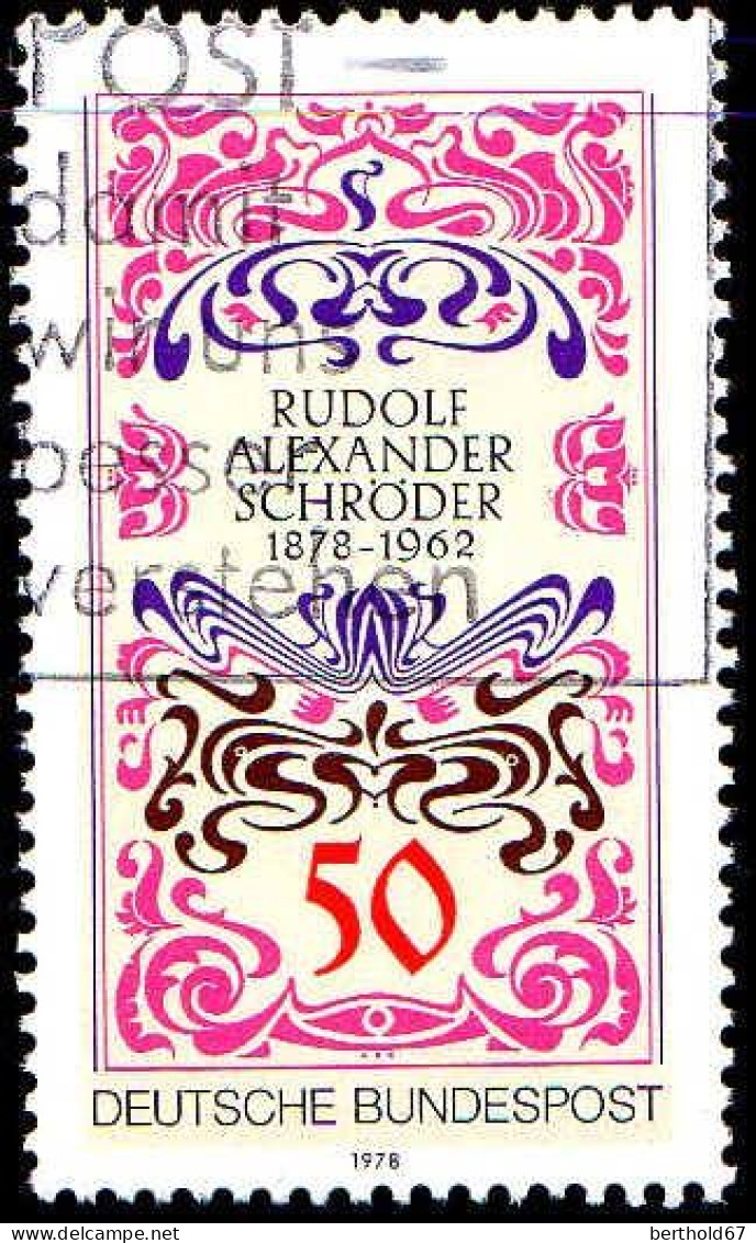 RFA Poste Obl Yv: 803 Mi:956 Rudolf Alexander Schröder Ecrivain (Belle Obl.mécanique) (Thème) - Ecrivains