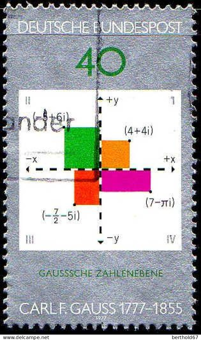 RFA Poste Obl Yv: 775 Mi:928 Gausssche Zahlenebene Karl F.Gauss (Obl.mécanique) (Thème) - Physique