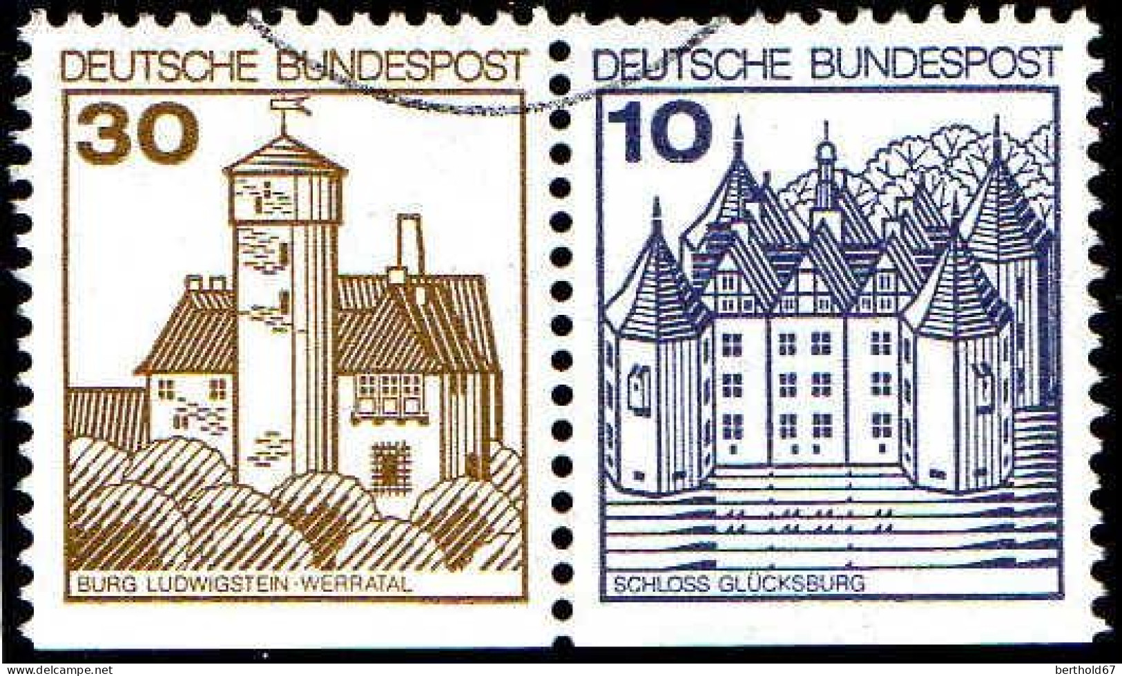 RFA Poste Obl Yv: 762b-763b Mi:913CI+ Schloss Glücksburg (cachet Rond) (Thème) - Castelli